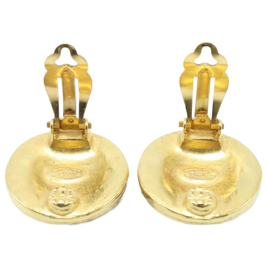 CHANEL 美品 シャネル 94A ココマーク リーフ ラウンド イヤリング  