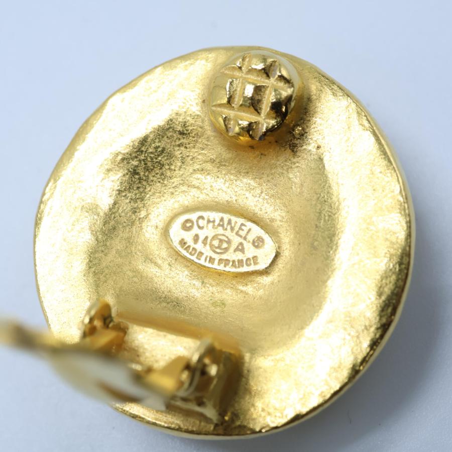 CHANEL 美品 シャネル 94A ココマーク リーフ ラウンド イヤリング  