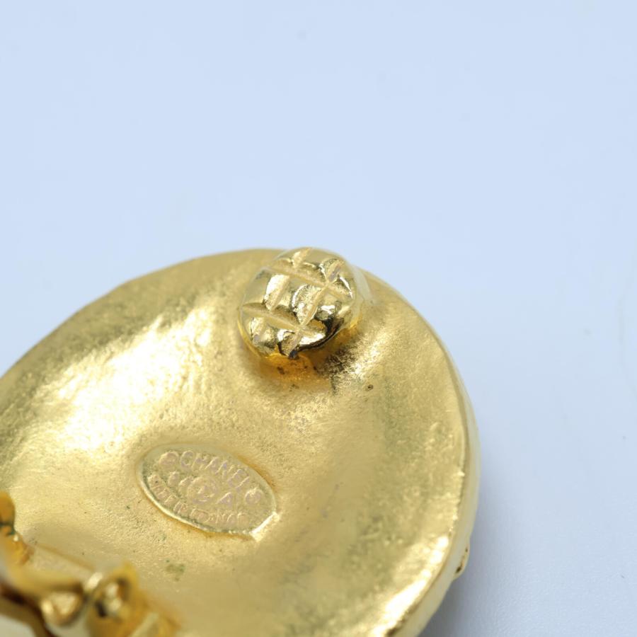 CHANEL 美品 シャネル 94A ココマーク リーフ ラウンド イヤリング  