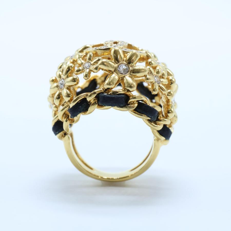 CHANEL 美品 シャネル I23A ラインストーン ココマーク/フラワー  