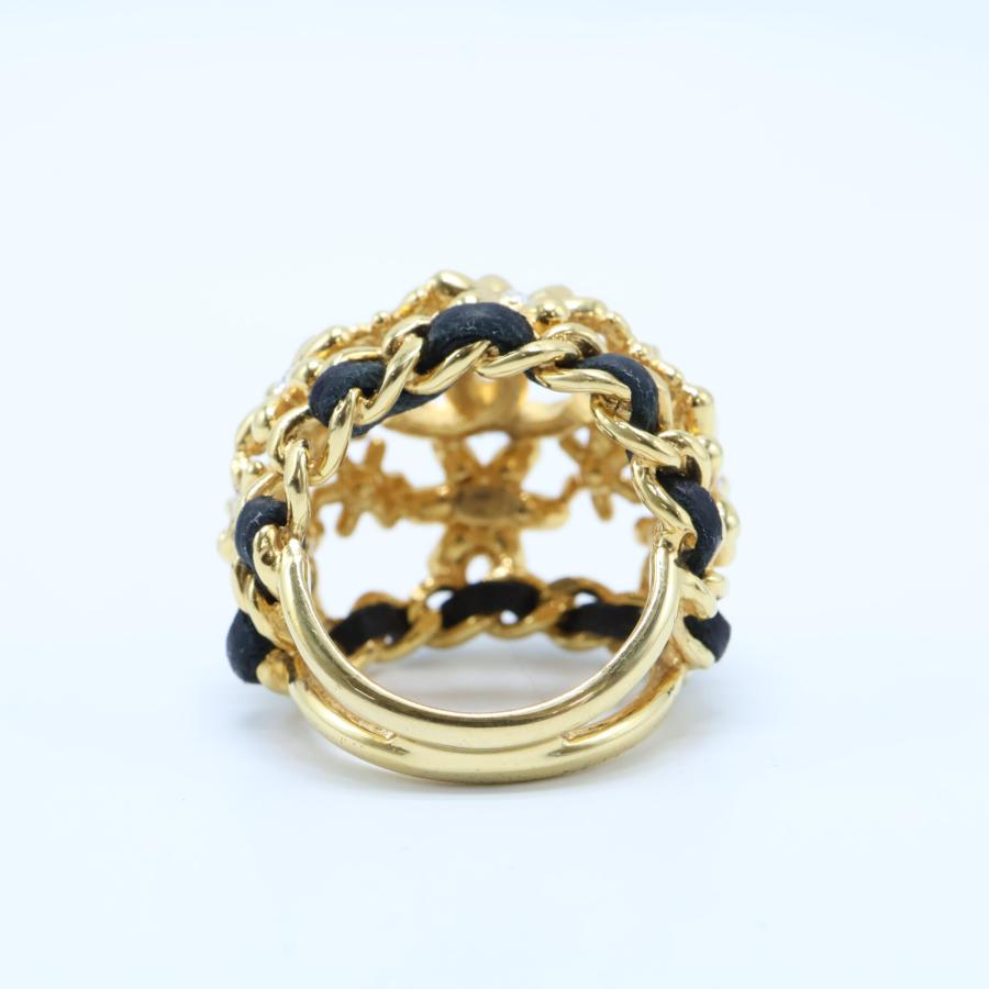 CHANEL 美品 シャネル I23A ラインストーン ココマーク/フラワー  