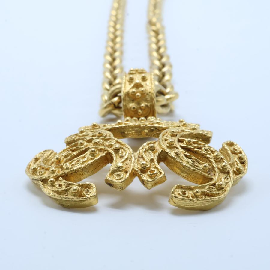 CHANEL シャネル 美品 94A トリプルココ ネックレス ゴールド  