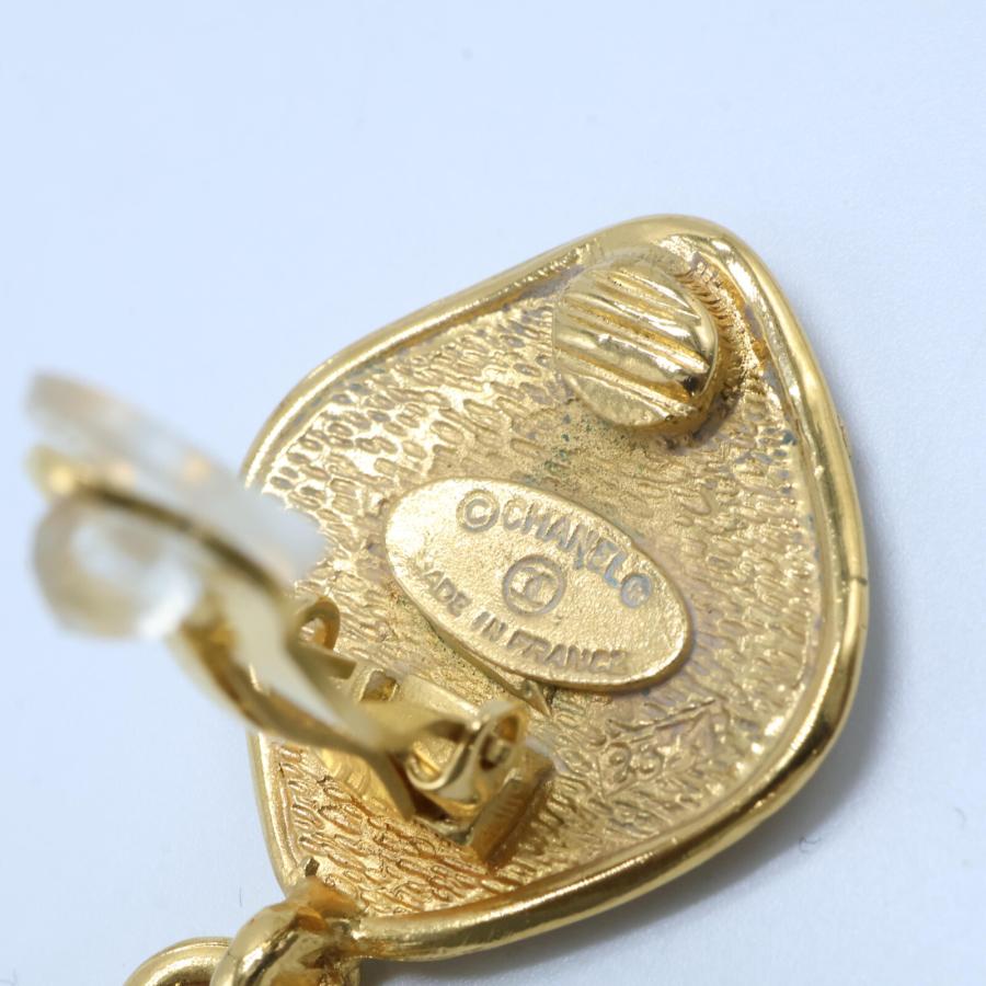 CHANEL シャネル 2371 ひし形 ロゴ チェーンフリンジ イヤリング  