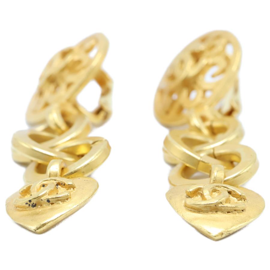 CHANEL シャネル 美品 95P ココマーク スイング ハート イヤリング  