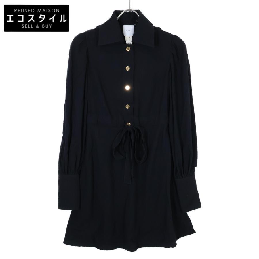 PATOU パトゥ DR14201679998 ブラック 金ボタン ワンピース 34