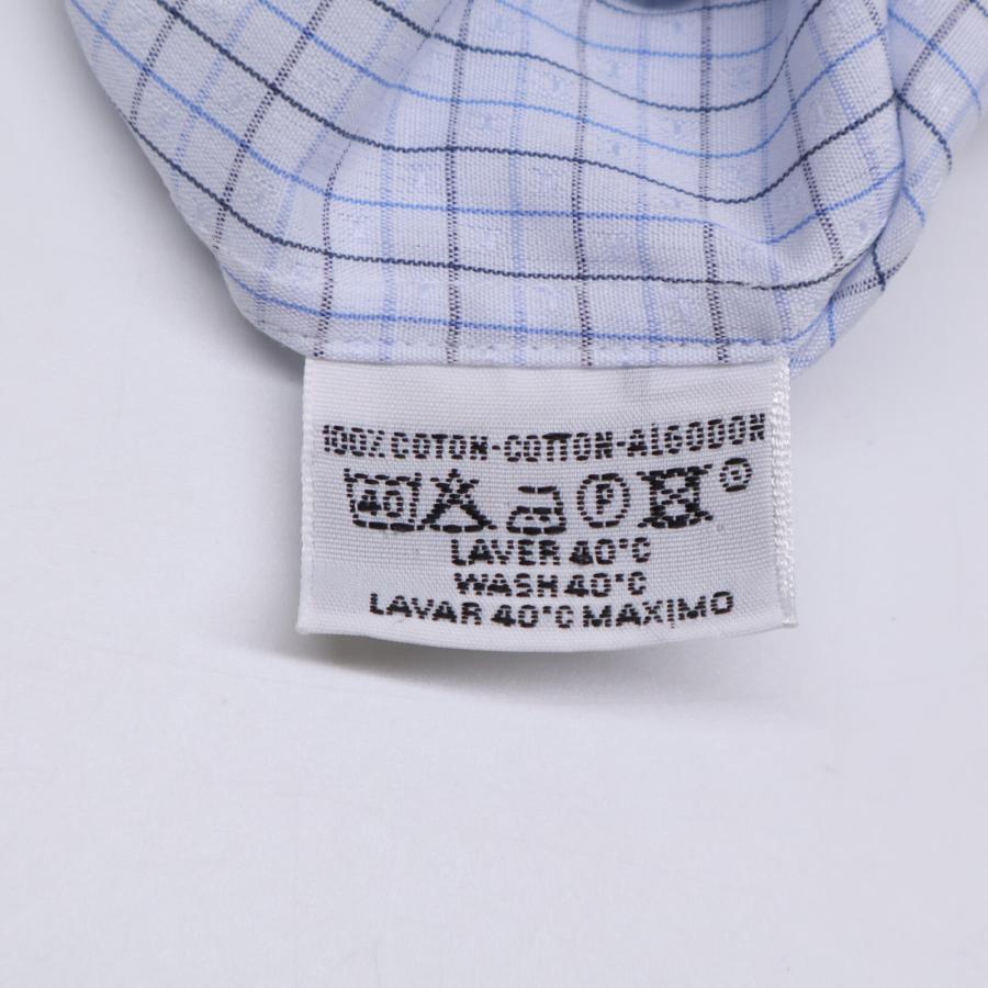 希少 HERMES ロゴ 総柄 セリエボタン 長袖 コットンシャツ ブルー系 Ｍ HERMES - 極美品 Vintage エルメス HERMES シャツ ロング