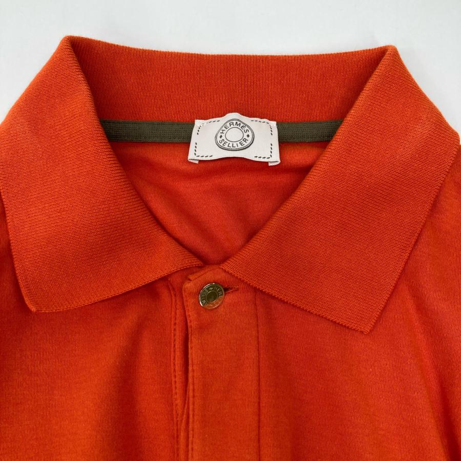 HERMES エルメス オレンジコットン セリエボタンポロシャツ XL