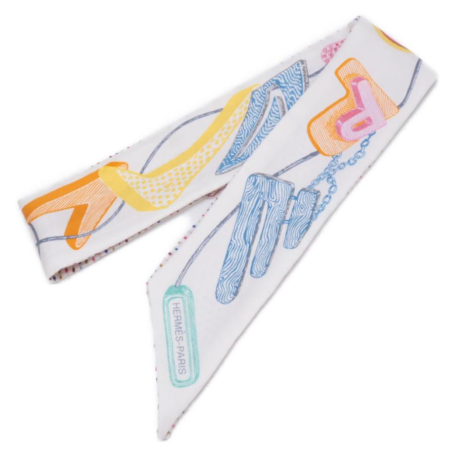 HERMES エルメス ツイリー シュバロスコープ 刺繍 スカーフ ホワイト  