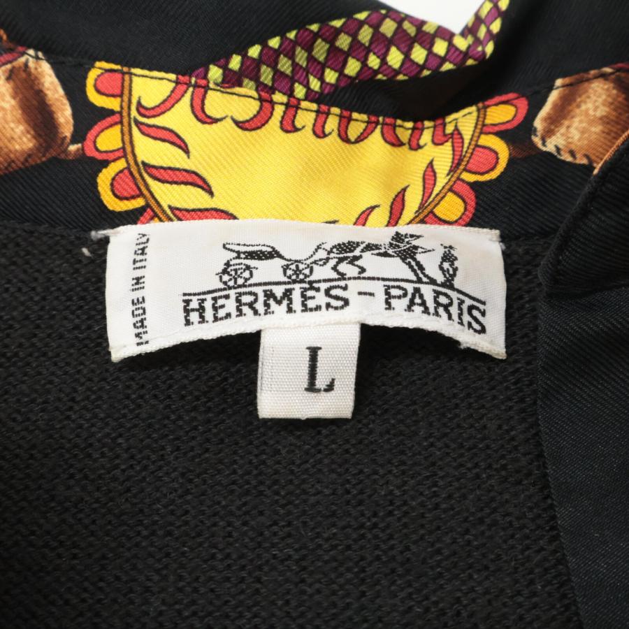 HERMES エルメス シルク ニット切替 総柄 長袖シャツ トップス l