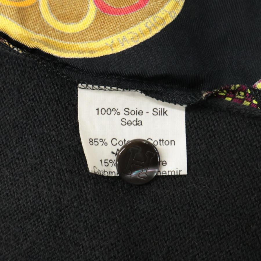 HERMES エルメス シルク ニット切替 総柄 長袖シャツ トップス l