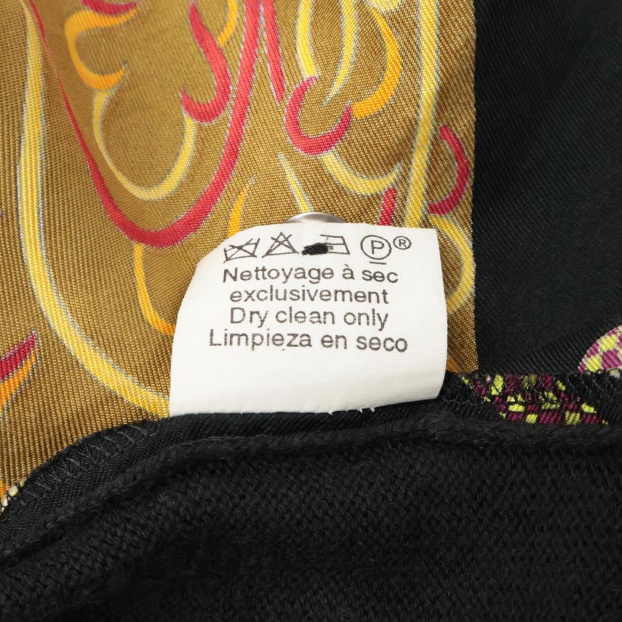 HERMES エルメス シルク ニット切替 総柄 長袖シャツ トップス l