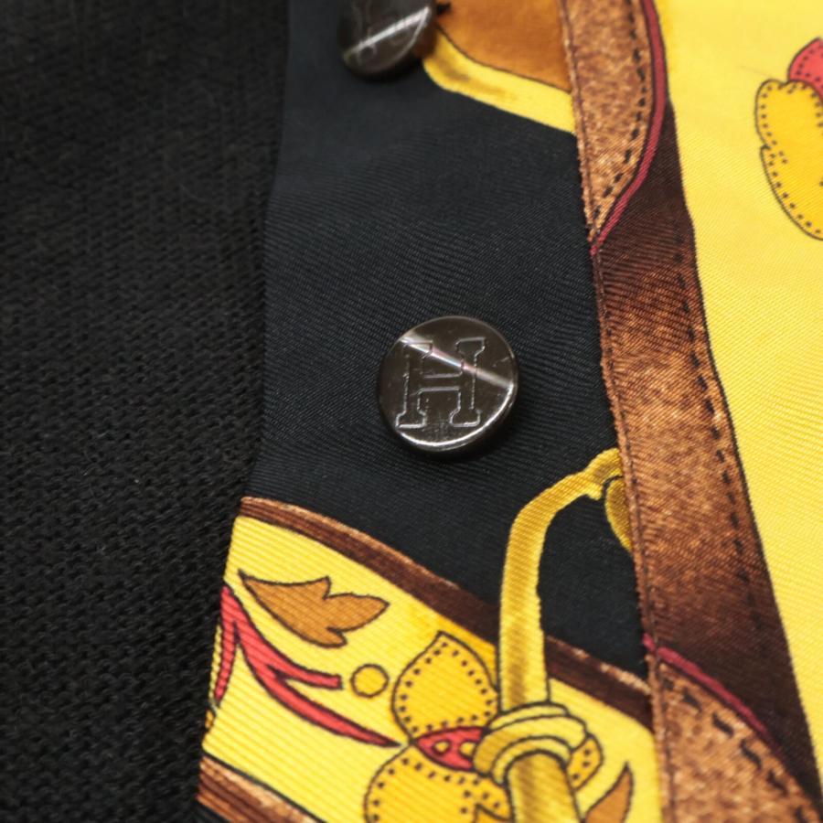 HERMES エルメス シルク ニット切替 総柄 長袖シャツ トップス l