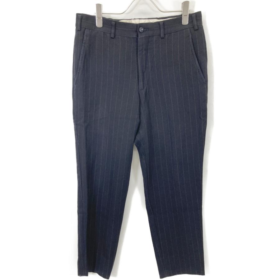 COMMEdesGARCONS HOMME DEUX コムデギャルソンオムドゥ DP-P035 ネイビー ストライプ スラックス ブラック ストライプ XS ボトムス ウール メンズ 中古