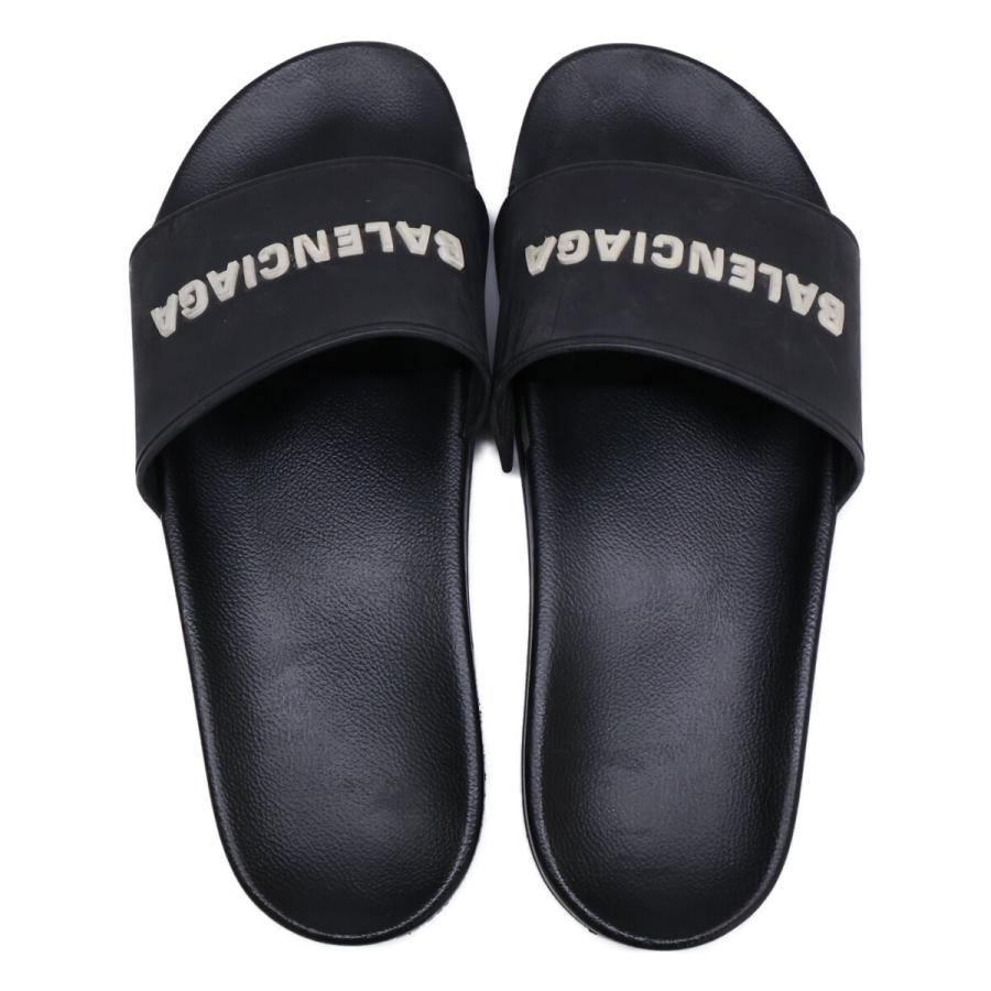 ◇極美品 BALENCIAGA バレンシアガ シャワー サンダル レザー 黒◇ BALENCIAGA（バレンシアガ） ラバー シャワーサンダル ブラック メンズ