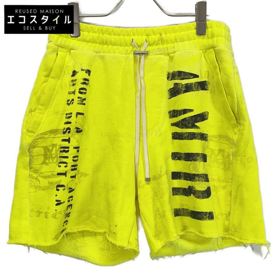 AMIRI アミリ イエロー ロゴプレート ショーツ ボトムス メンズ 中古