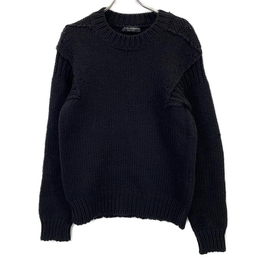 DOLCE&GABBANA ドルチェアンドガッバーナ ブラック ウール ローゲージ ニット ブラック トップス ウール メンズ 中古_1