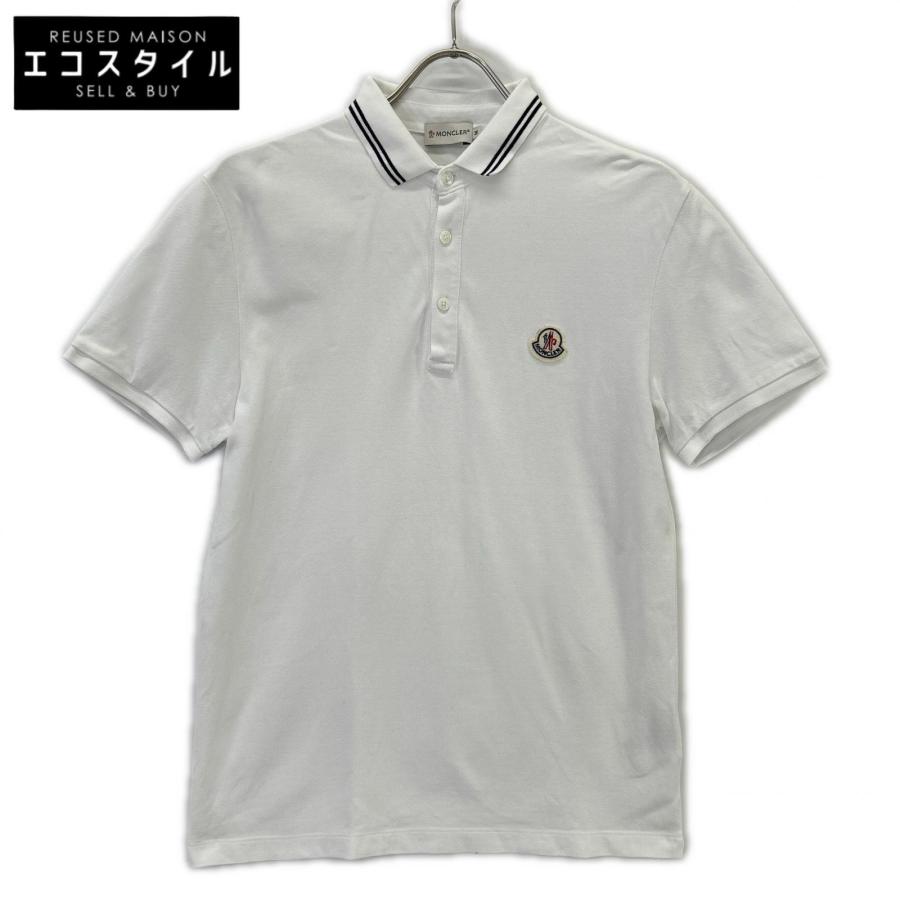 MONCLER /モンクレール /半袖ポロシャツ M ホワイト×グレー MONCLER（モンクレール） ホワイト ロゴ 半袖ポロシャツ ホワイト M