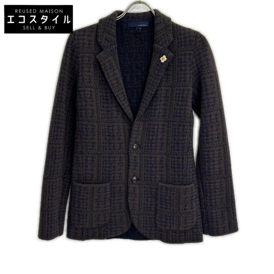 LARDINI ラルディーニ ブラウン ジャガード ニットジャケット XXS LARDINI（ラルディーニ） ブラウン ジャガード ニットジャケット