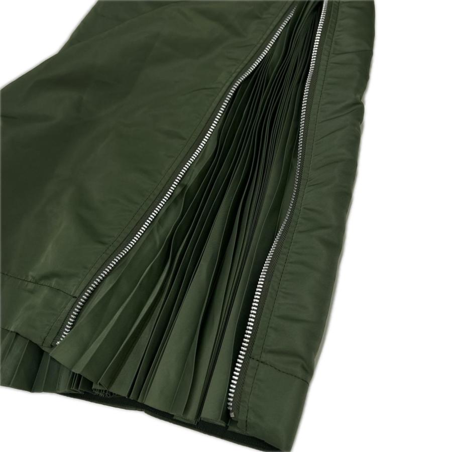 希少4 サカイ ナイロンMA-1ボンバースカート ダブルジップ カーキ wg3 sacai（サカイ） SCW-073 23AW ナイロン ツイル スカート プリーツ
