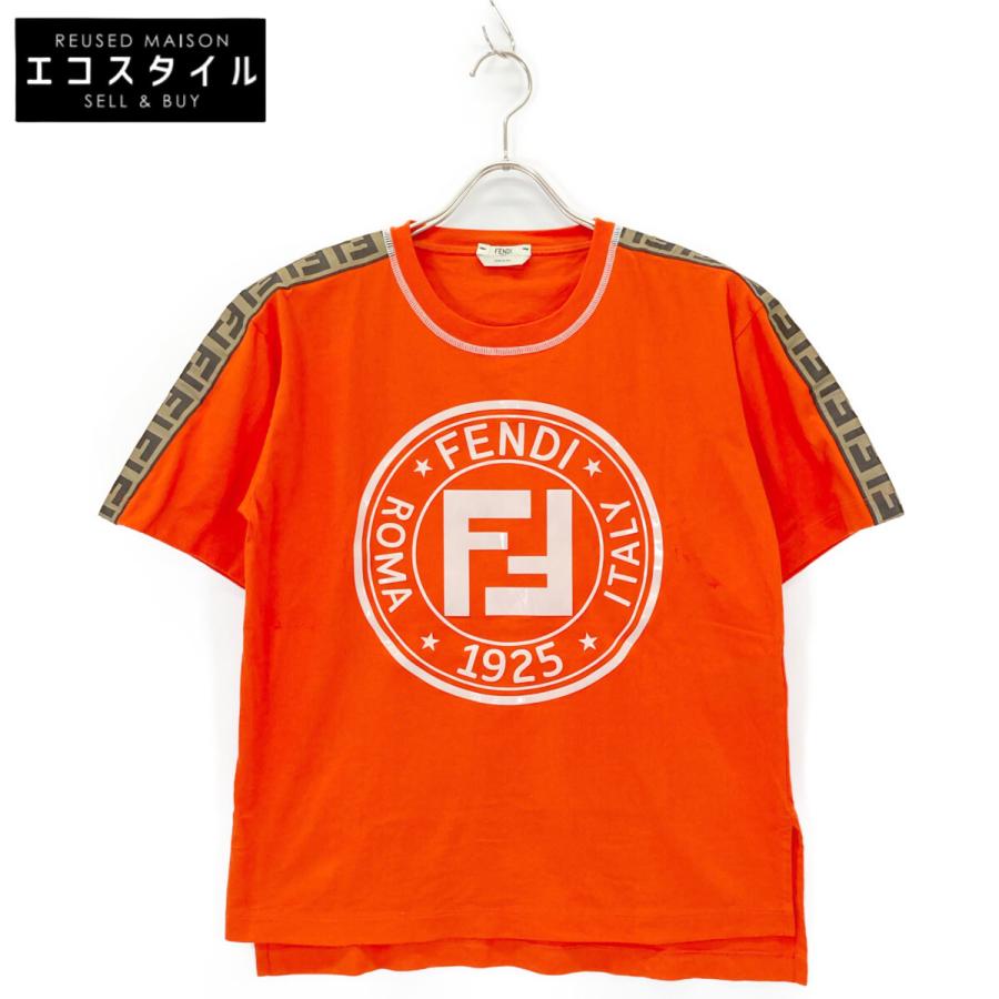 FENDI（フェンディ） FAF073 オレンジ ロゴ Tシャツ オレンジ 38 