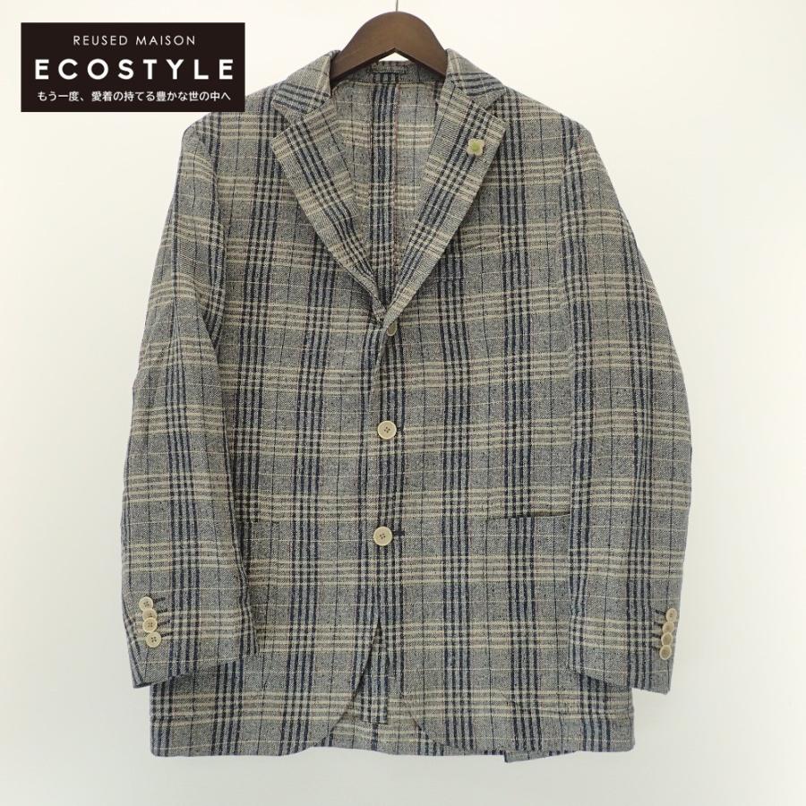 LARDINI 美品/国内正規 ラルディーニ JC32526AQ チェック シルク 