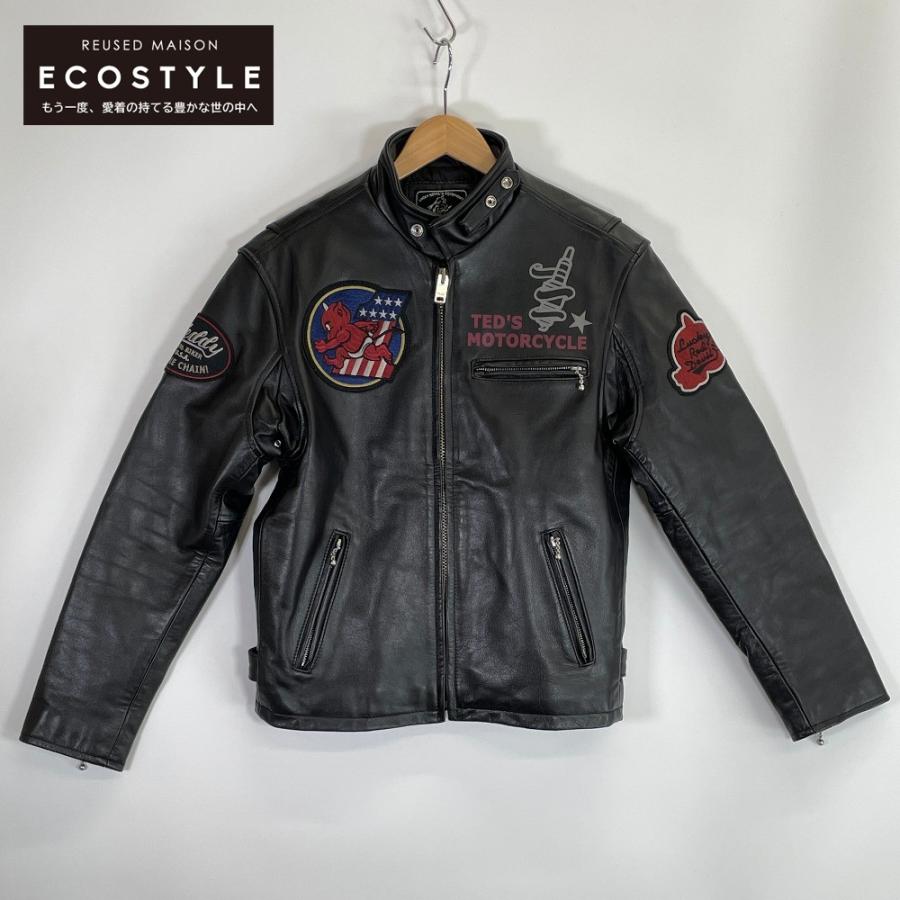 200着限定】TED MAN レザー ライダースジャケット ブラック