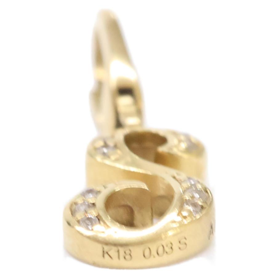 美品/ NOMBRE ノンブル K18YG x D0.030ct アルファプティ イニシャル 