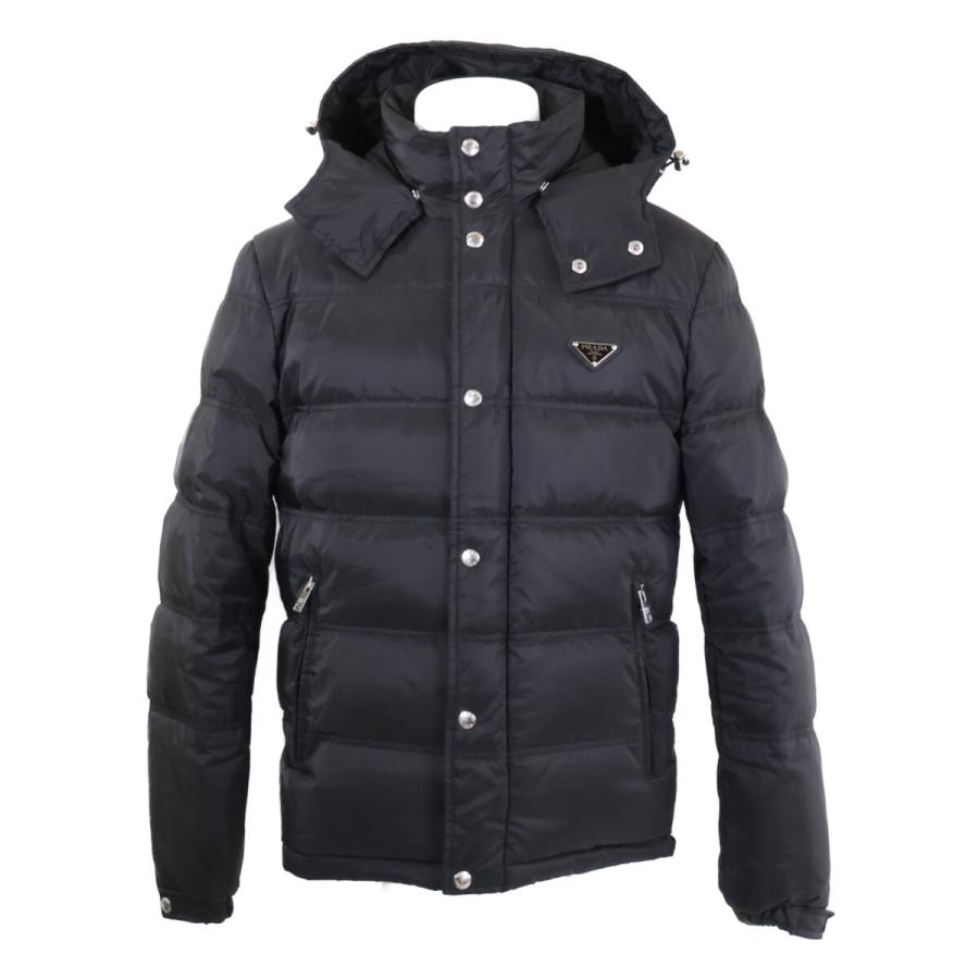 極美品　PRADA プラダ トライアングル ダウンジャケット 46サイズ PRADA（プラダ） 美品/国内正規 SGH070 トライアングルロゴ フード付