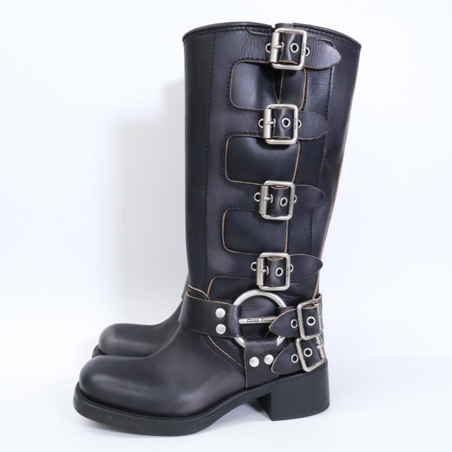 miu miu（ミュウミュウ） 5W792D ベルト ロング レザーブーツ 36
