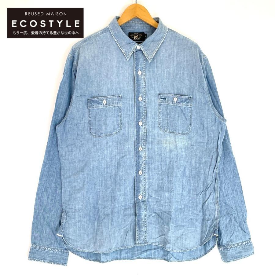 美品/ RRL ダブルアールエル コットン デニム 長袖ボタンシャツ 