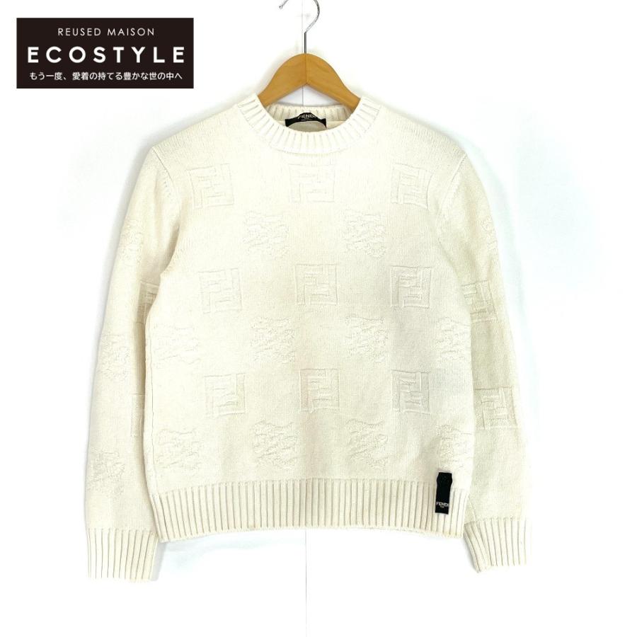 FENDI 白ニット　ジャケット FENDI（フェンディ） 21AW ホワイト fzx007 ai34 クルーネックニット