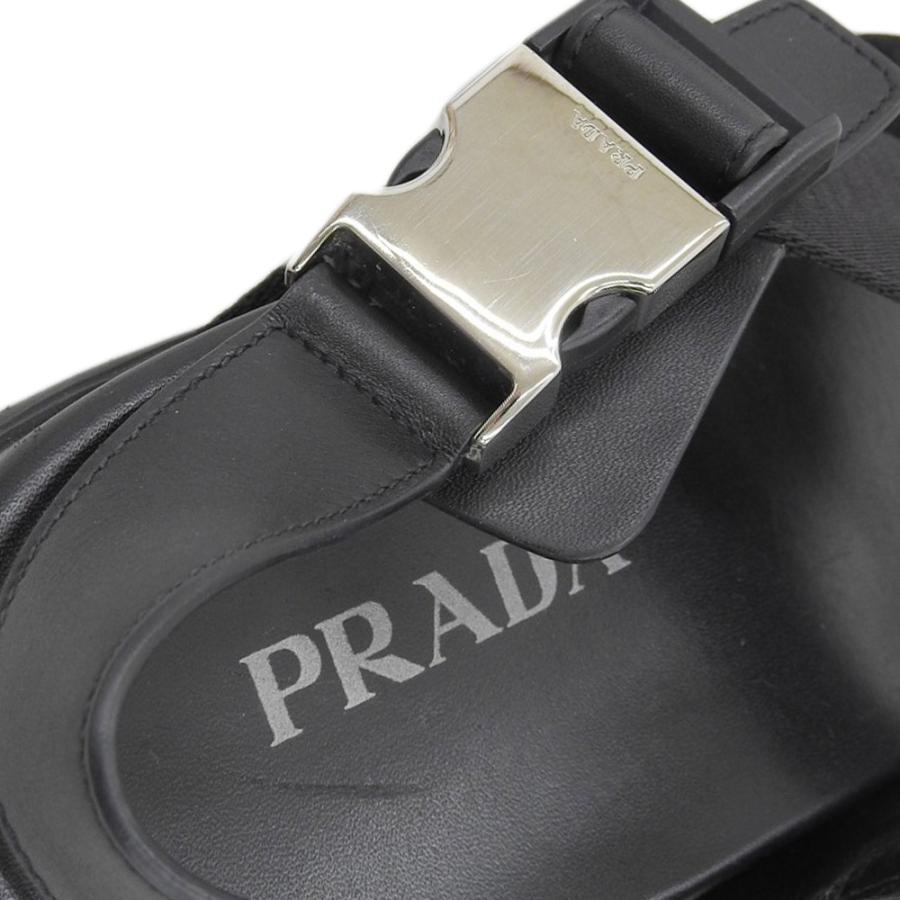 PRADA 美品 プラダ クロスストラップ サンダル メンズ レザー