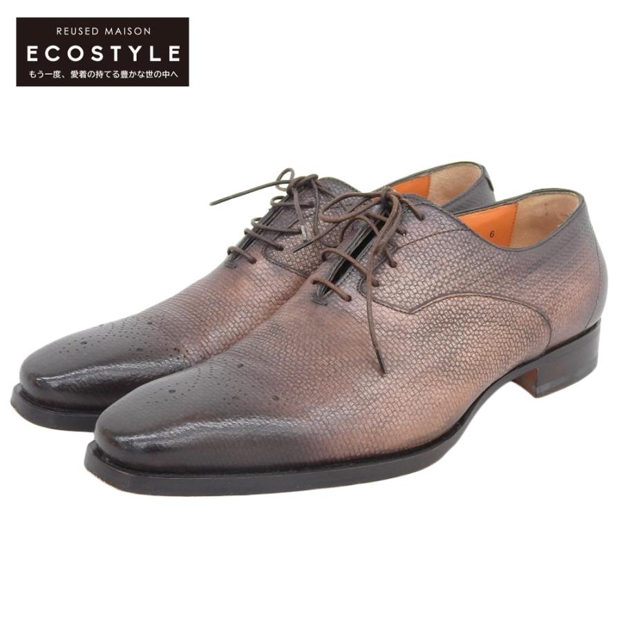 美品 SANTONI サントーニ 10039 オックスフォード レザー シューズ 