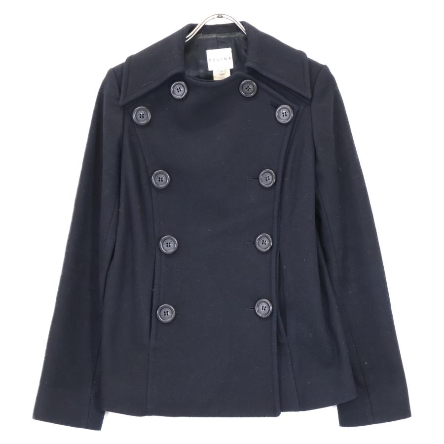 CELINE（セリーヌ） ブラック ダブルブレスト ウール ピーコート
