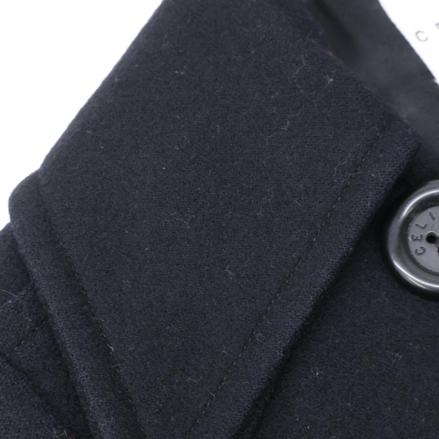 CELINE（セリーヌ） ブラック ダブルブレスト ウール ピーコート
