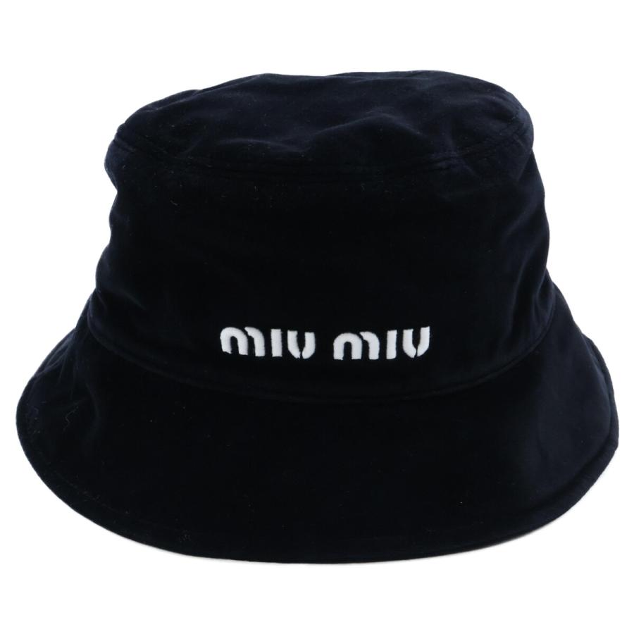miu miu（ミュウミュウ） 美品/国内正規 5HC196 ロゴ刺繍 ベロア