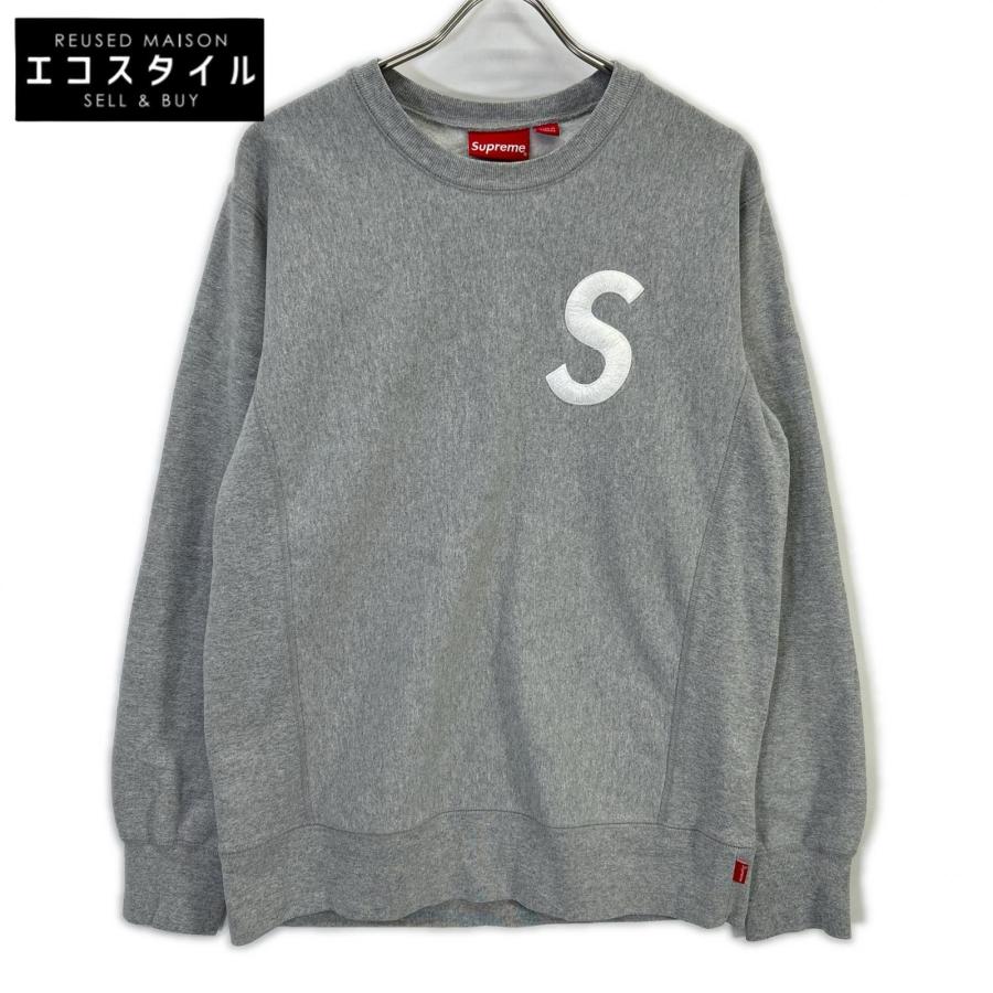 Supreme グレー ロゴ刺繍 スウェット Supreme（シュプリーム） グレー Sロゴ 刺繍 クルーネック スウェット