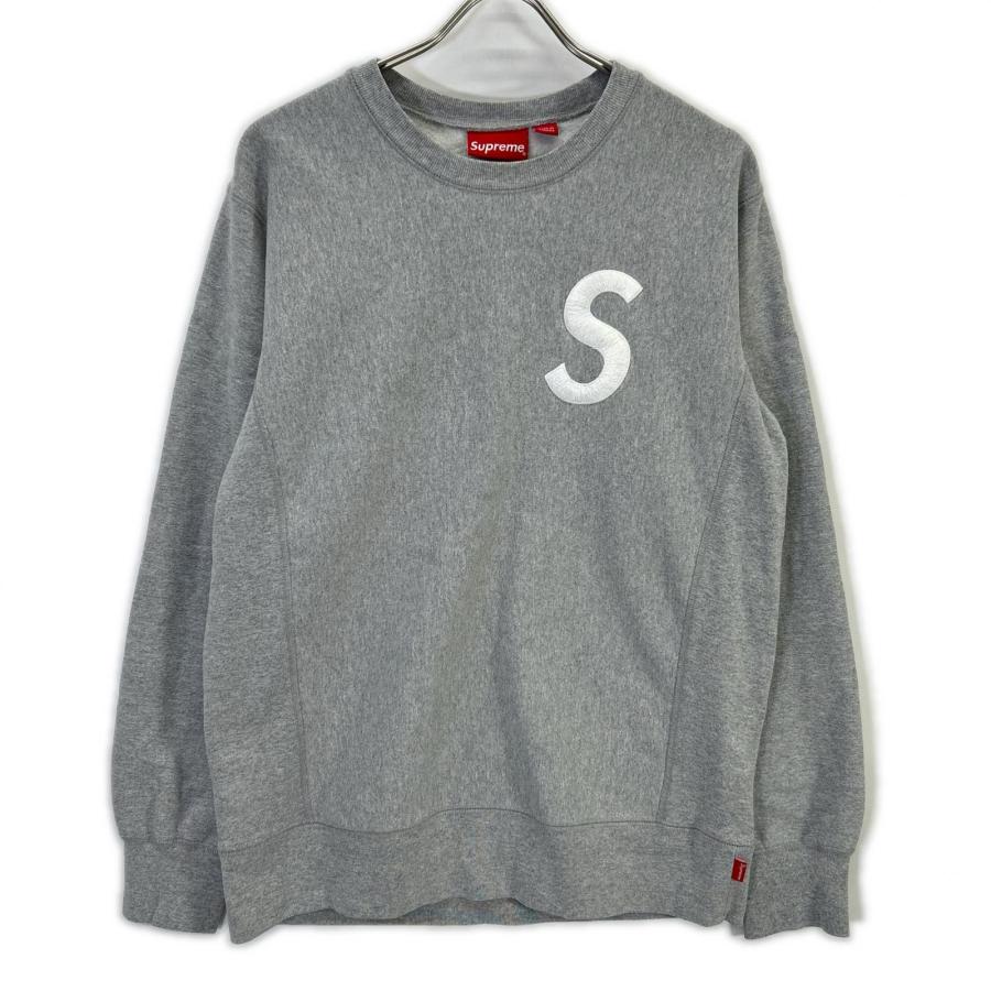 Supreme（シュプリーム） グレー Sロゴ 刺繍 クルーネック スウェット