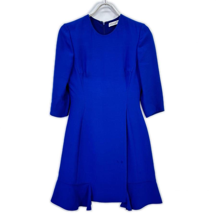 Christian Dior クリスチャンディオール 5C21669A1726 ブルー フレアシルエット ワンピース ブルー 36 ワンピース シルク レディース 中古の画像