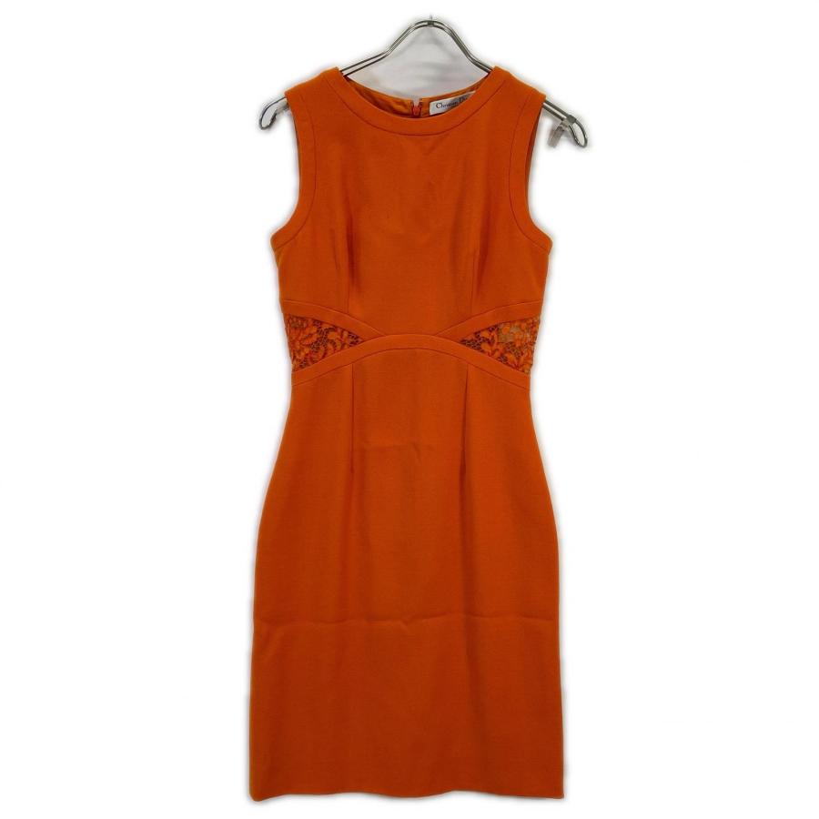 Christian Dior クリスチャンディオール 4C21646A1122 オレンジ ノースリーブワンピース オレンジ 34 ワンピース ウール レディース 中古の画像