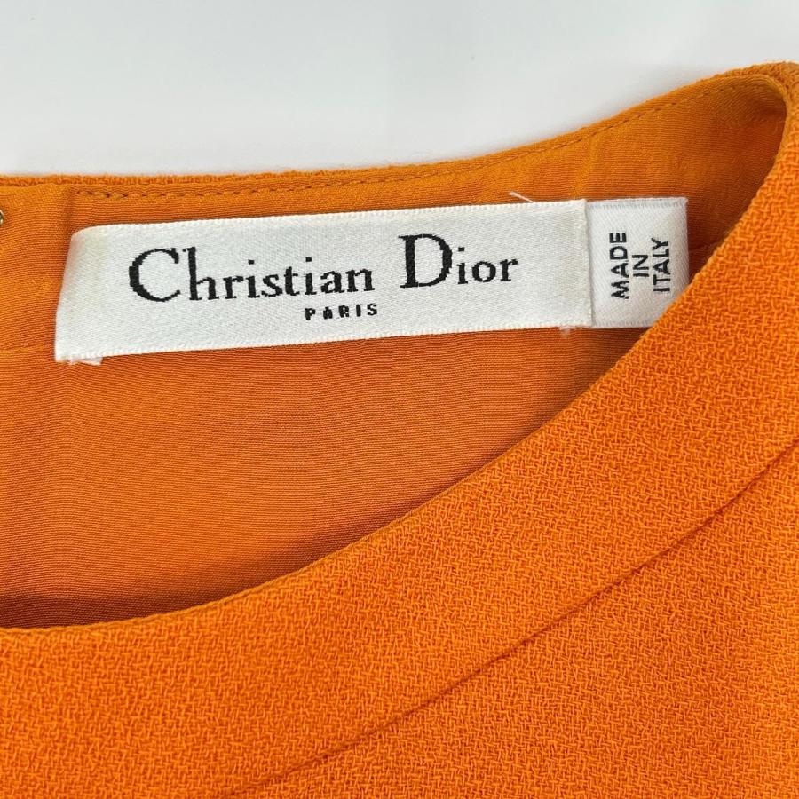 Christian Dior クリスチャンディオール 4C21646A1122 オレンジ ノースリーブワンピース オレンジ 34 ワンピース ウール レディース 中古の画像