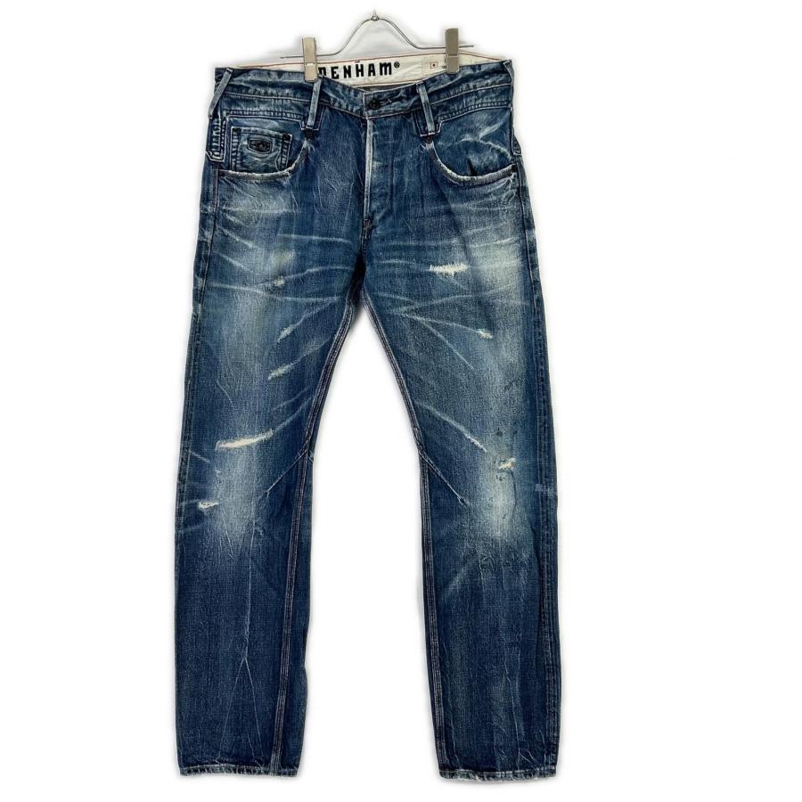 DENHAM デニムパンツ　w34 DENHAM デンハム ブルー CUTTER+ SLIM FIT ロゴ刺繍 セルビッチ デニム