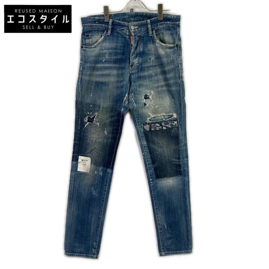 DSQUARED2 ディースクエアード S71LB0108 インディゴ ダメージ加工 デニム 46 DSQUARED2（ディースクエアード） S71LB0108 インディゴ ダメージ加工