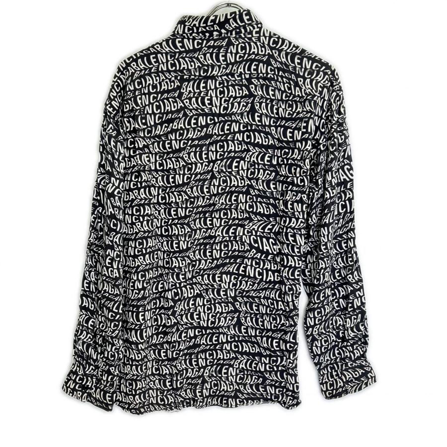 BALENCIAGA（バレンシアガ） 508467 ブラック 総柄ロゴ 長袖シャツ