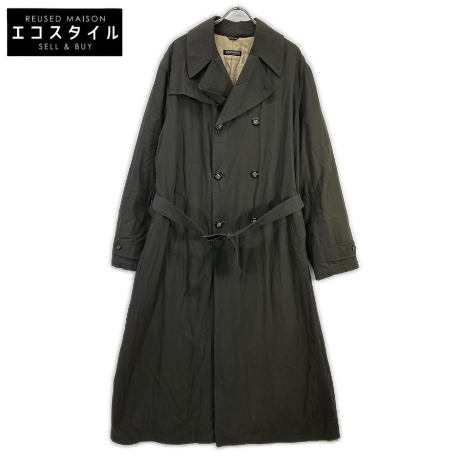 GIORGIO ARMANI ステンカラーコート 深緑 GIORGIO ARMANI GIORGIOARMANI ジョルジオアルマーニ カーキ 裏地