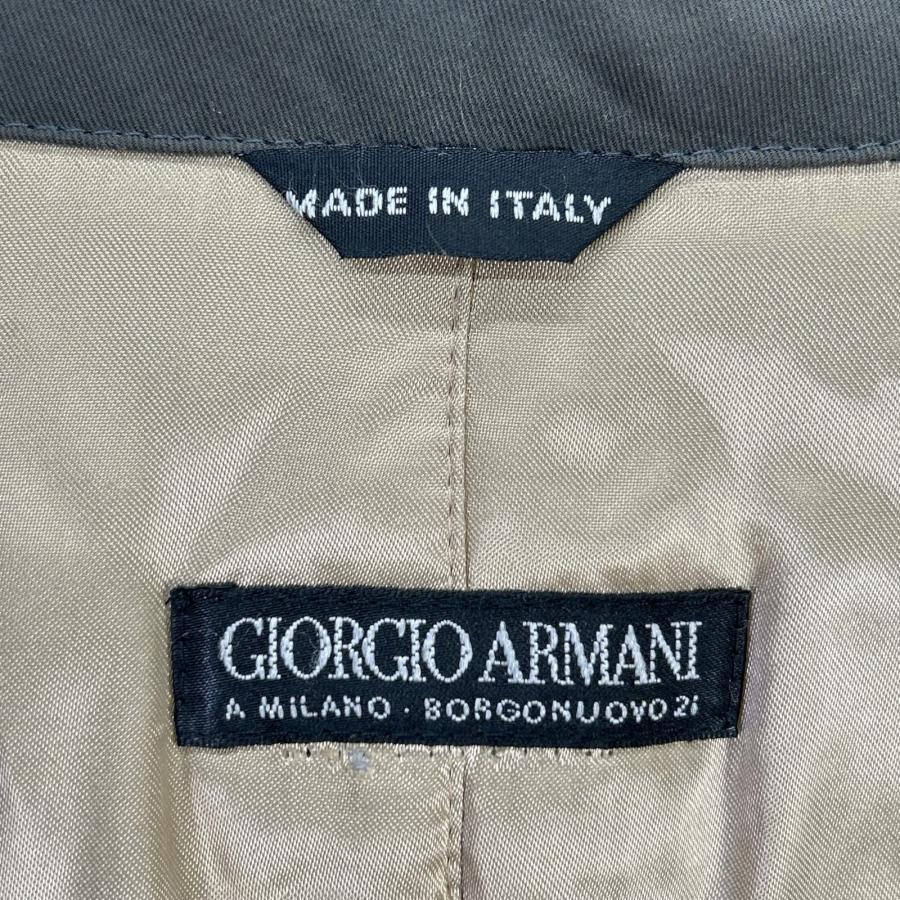 GIORGIOARMANI ジョルジオアルマーニ カーキ 裏地チェック ベルト付き