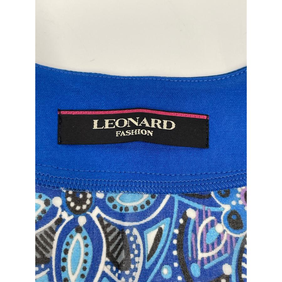 LEONARD レオナール カンカン素材 ブルー 半袖トップス 40 LEONARD レオナール カンカン素材 ブルー 半袖トップス 40