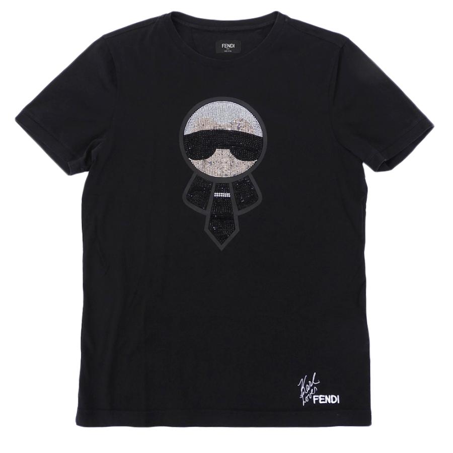 FENDI Tシャツ カールラガーフェルド カットソー 半袖 Tシャツ L FENDI（フェンディ） カールラガーフェルド クルーネック 半袖 Tシャツ
