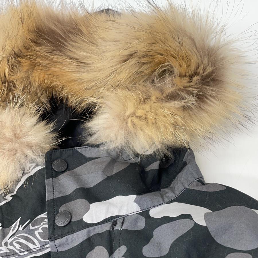 A BATHING APE アベイシングエイプ ×UNDEFEATED カモフラ M-51 モッズコート ブラック×グレー コート コットン メンズ 中古の画像