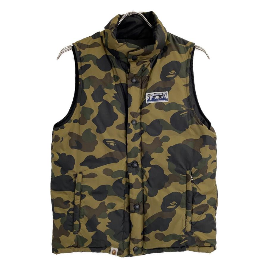 ミ*ス様 A BATHING APE 迷彩柄 ダウンベスト XL A BATHING APE アベイシングエイプ ブラック×オリーブドラブカラー